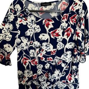 Ivanka Trump Floral Ruffled Blouse In Blue, Red, And White Size Large